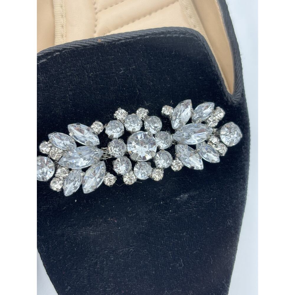 Adrienne Vittadini Palo Black Velvet Crystal Flats Loafers Size 8.5 - Picture 10 of 16